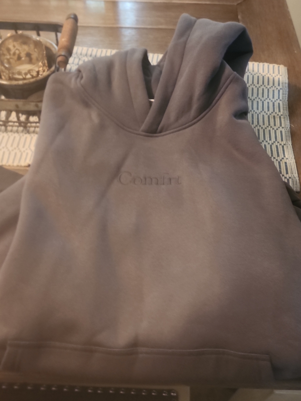 Comfnt Women's Charcoal Hoodie with Subtle Embroidery